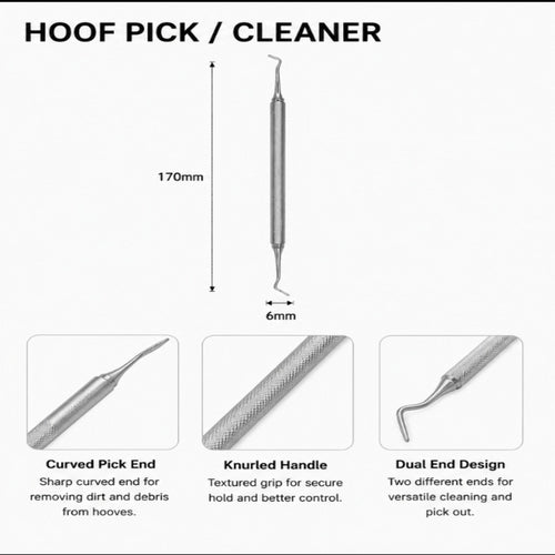 Professional Dual-End Hoof Pick & Cleaner – 170mm Durable Steel Grooming Tool